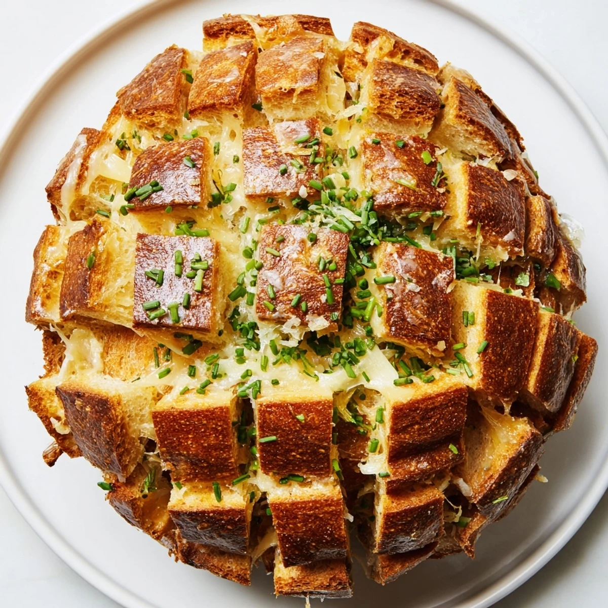 Warm, cheesy pull-apart Baked French Onion Dip bread with bubbling Gruyère, ready to serve.