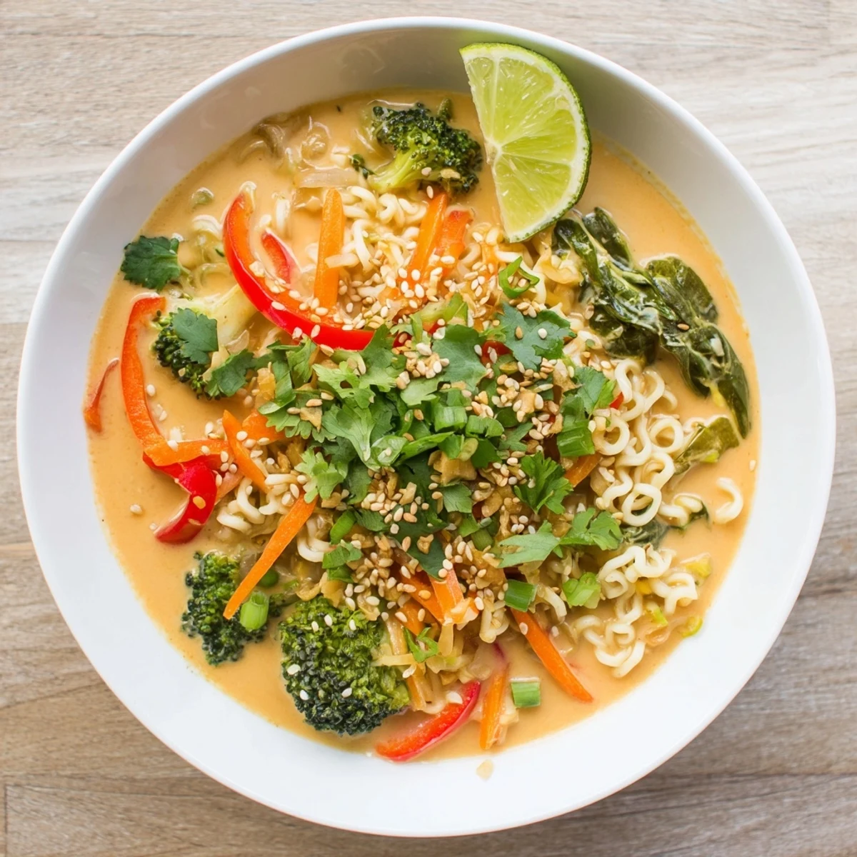 Enjoy savory one-pot curry ramen, with a rich, fragrant broth and fresh cilantro garnish.