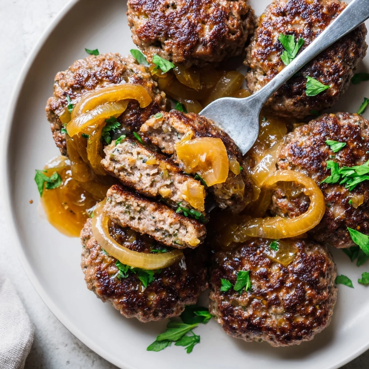 Skillet Frikadellen Onion Gravy