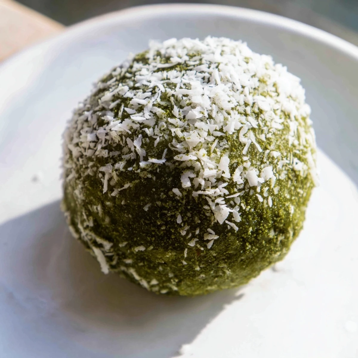 Creamy Coconut Matcha Snowball Fat Bombs rolled in coconut, a refreshing keto dessert idea.
