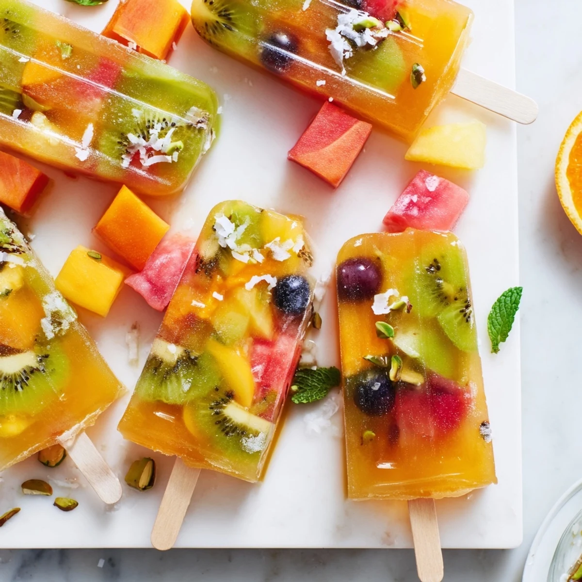 A colorful Summer Popsicle Board overflowing with refreshing fruit, perfect for a hot day's treat.