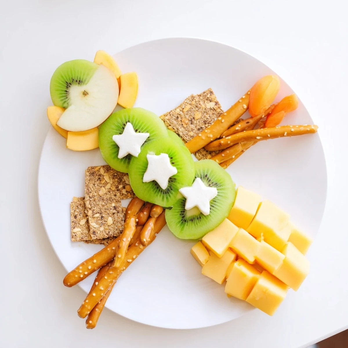 Spaceship Launch Snack Board bursting with colorful fruits, cheeses, and crunchy snacks, ready to enjoy!