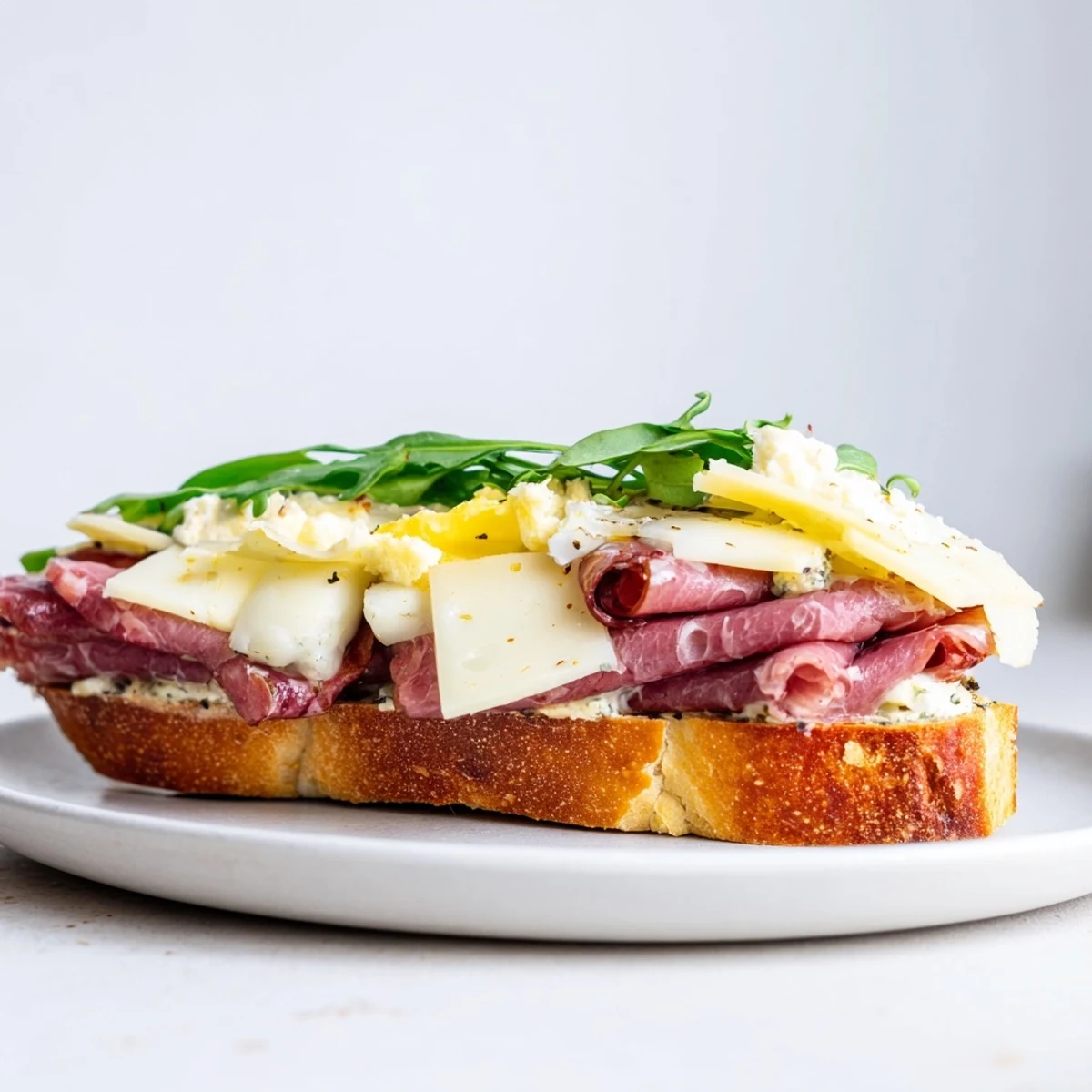 Platter brimming with layers of Festin du Château Royal Sandwiches, perfect for a French-inspired luncheon.