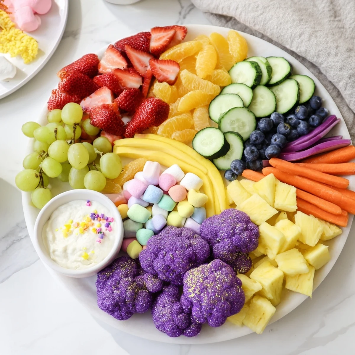 This eye-catching Magical Unicorn Rainbow Snack Board offers a delicious and whimsical party platter for kids.