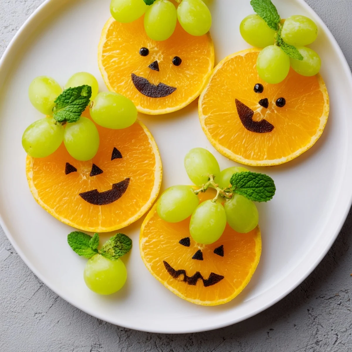 Festive pumpkin patch orange slices arranged on a platter, ready for a healthy Halloween snack.
