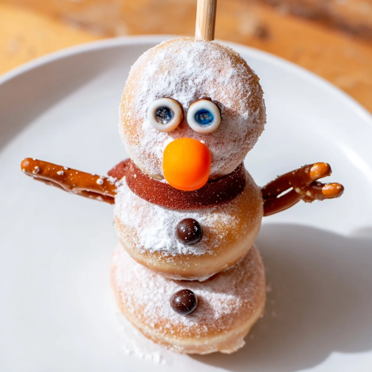 Mini Donut Snowman Stack