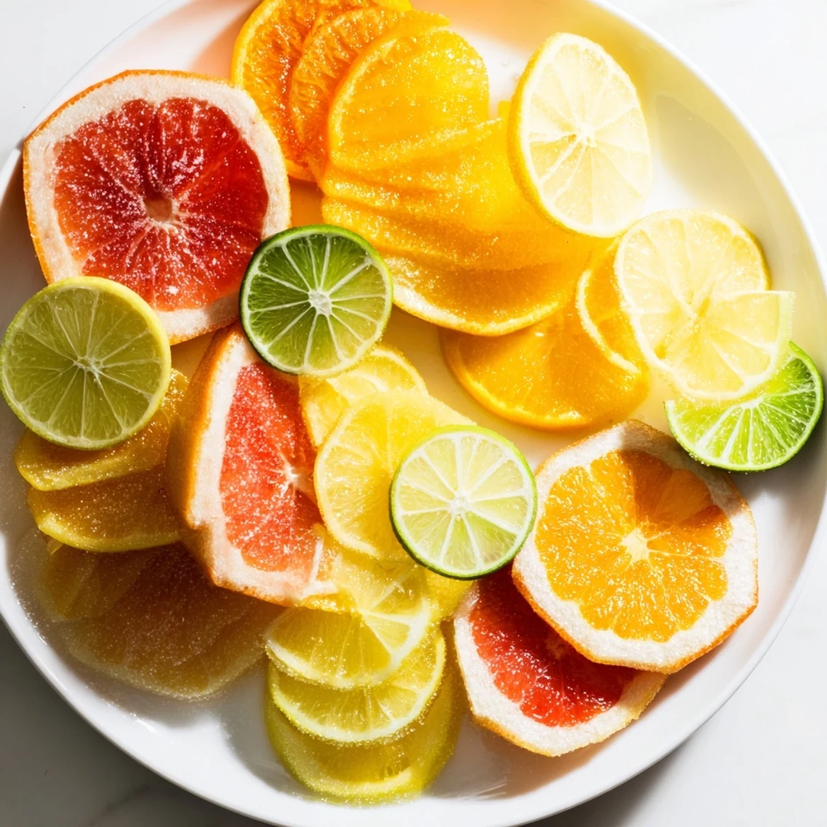 Vibrant citrus slices, an easy mocktail garnish, bursting with fresh, zesty flavors to brighten any drink.