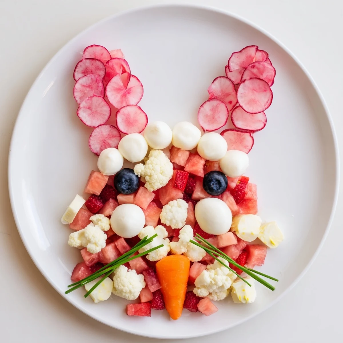 Bunny Silhouette appetizer with vibrant pink and white fillings, perfect for a spring Easter party.