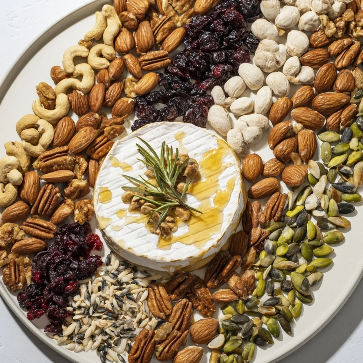 Golden-brown toasted nuts and seeds create the stunning maze of "The Labyrinth" appetizer.