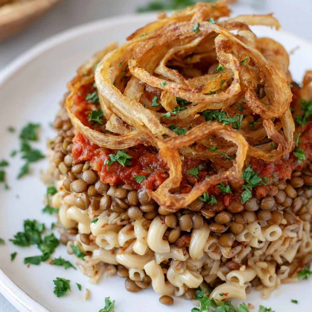 Egyptian Koshari Layered Dish
