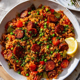 Sizzling One-Pot Spanish Chorizo and Rice Skillet: imagine the smoky chorizo atop fluffy rice, served with lemon.