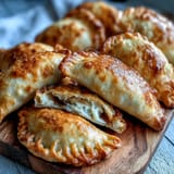 Golden air-fried Guava and Cheese Empanadas with flaky crusts, served warm with sweet guava and creamy cheese filling.