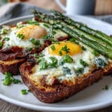 Asparagus and Egg Tartines: vibrant open-faced sandwiches with creamy scrambled eggs and crisp asparagus spears.