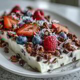 Creamy Greek yogurt base with vibrant berries and granola, perfect for a quick, nutritious treat.  