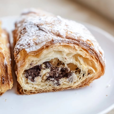 Golden, buttery Cookie Croissant: a flaky croissant bursting with melty chocolate chip cookie dough.