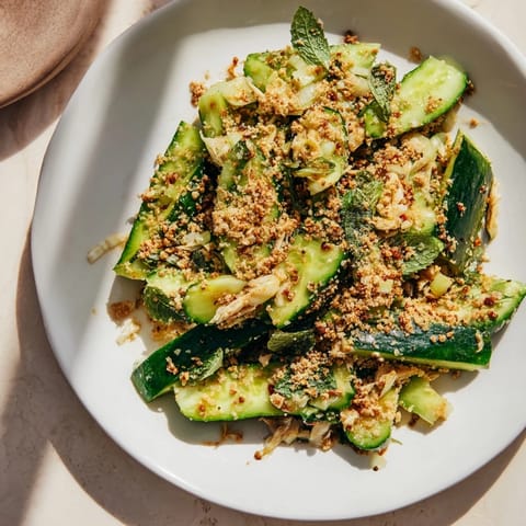 Fresh, flavorful Whole Cucumber Logan Salad combines smashed cucumbers, garlic, and chili for delicious lunch.