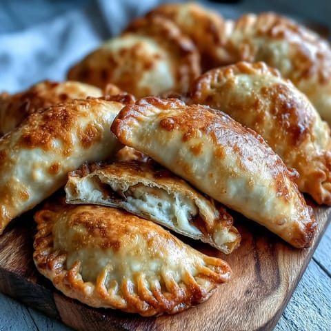 Golden air-fried Guava and Cheese Empanadas with flaky crusts, served warm with sweet guava and creamy cheese filling.