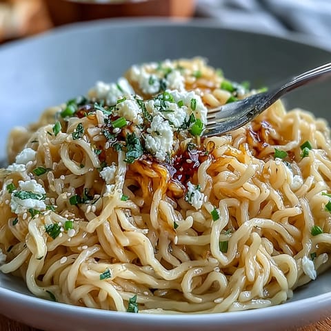 Creamy garlic butter ramen with savory soy sauce and sweet brown sugar, topped with green onions and soft-boiled eggs.  