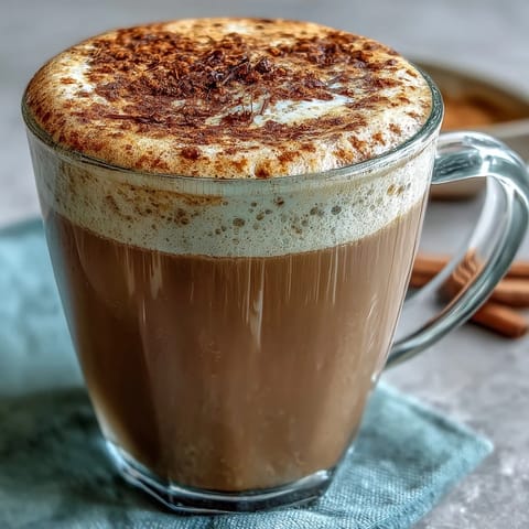Creamy Adaptogens Latte with ashwagandha and reishi, a warm, frothy morning delight.