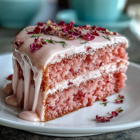 Elegant Bridal Shower Rosé Velvet Cake, showcasing a lovely pink hue and rich finish.