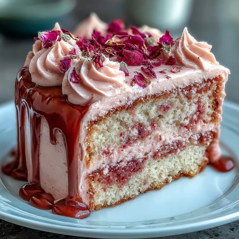 Bridal Shower Rosé Velvet Cake: delicate pink cake with shimmering gold drip.