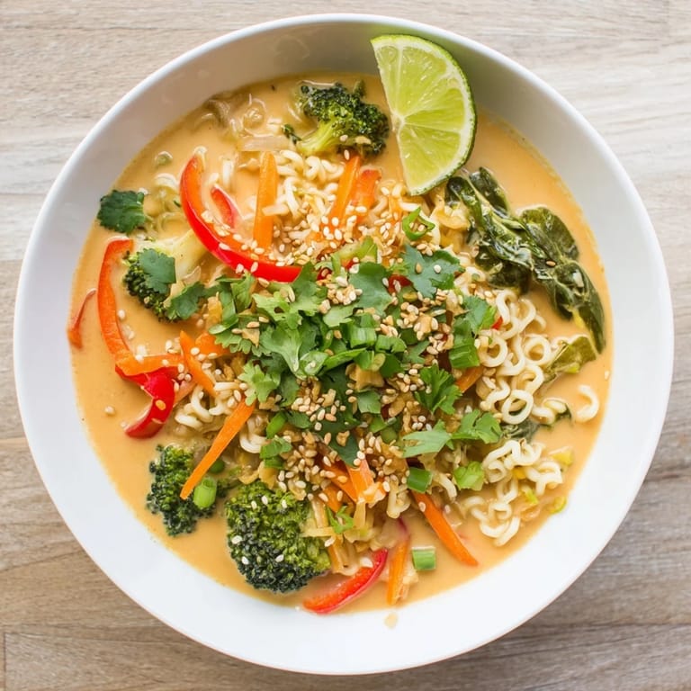 Enjoy savory one-pot curry ramen, with a rich, fragrant broth and fresh cilantro garnish.