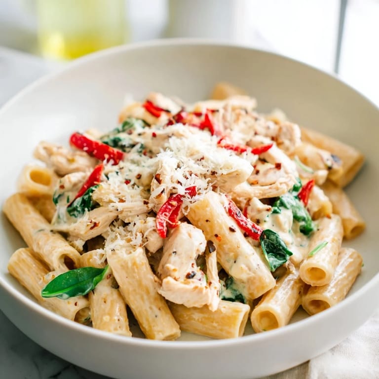 Tender chicken, pasta, and spicy sauce combined in this creamy Cajun Dirty Snow Chicken Pasta.