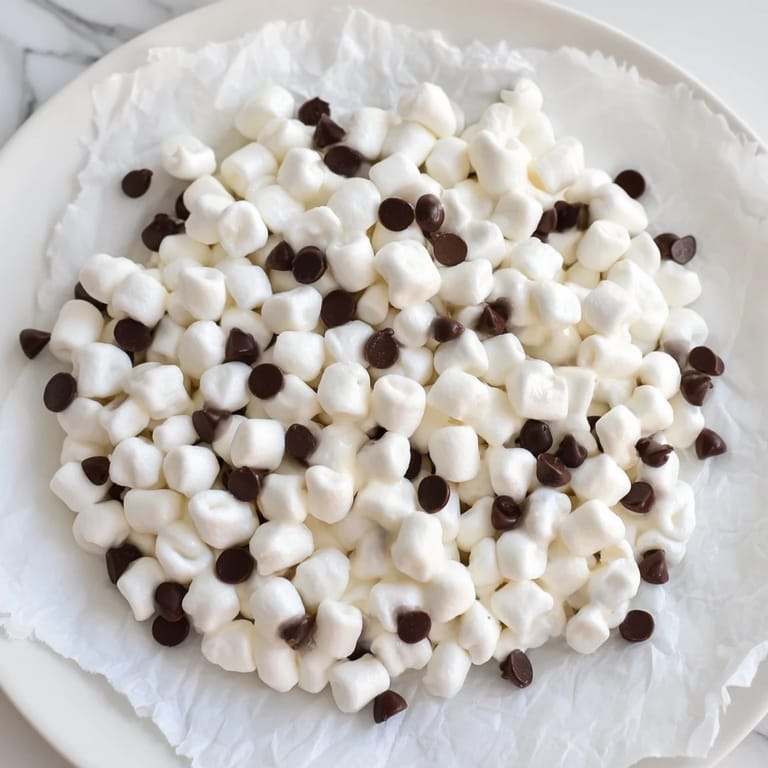 Warm, melty chocolate chip and marshmallow quick dessert, ideal for a sweet, instant treat.