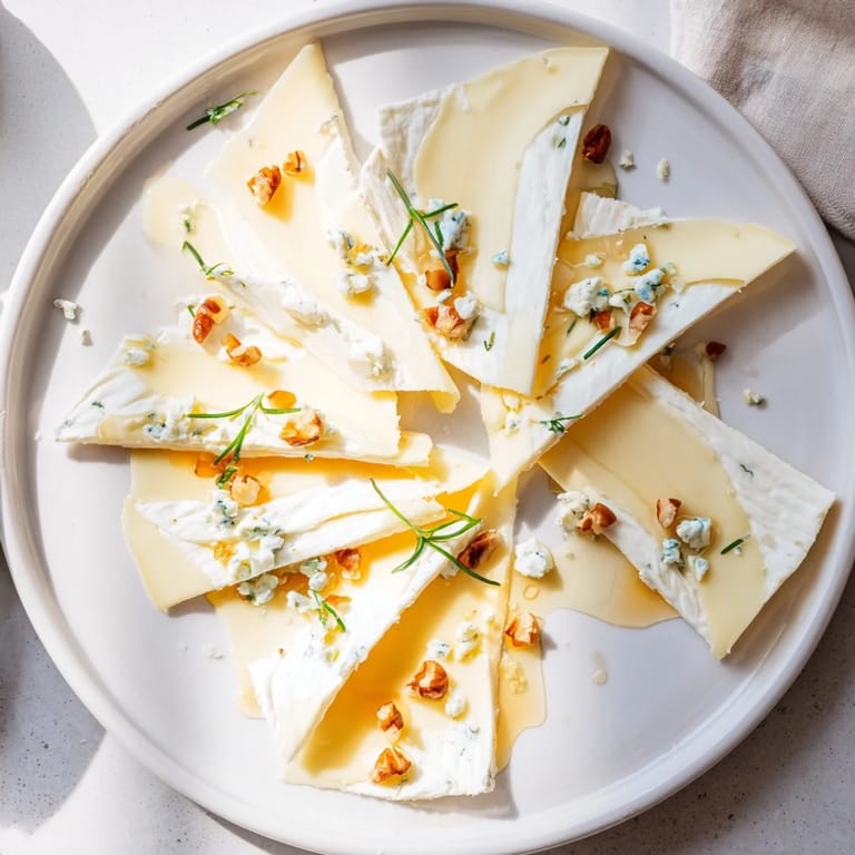 Artfully layered Swiss cheese fan, garnished with chives, a flavorful and easy appetizer.