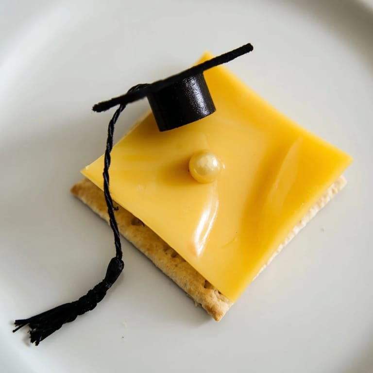 A close-up view of a delicious Graduation Cap Snack with colorful licorice tassels, appetizing.