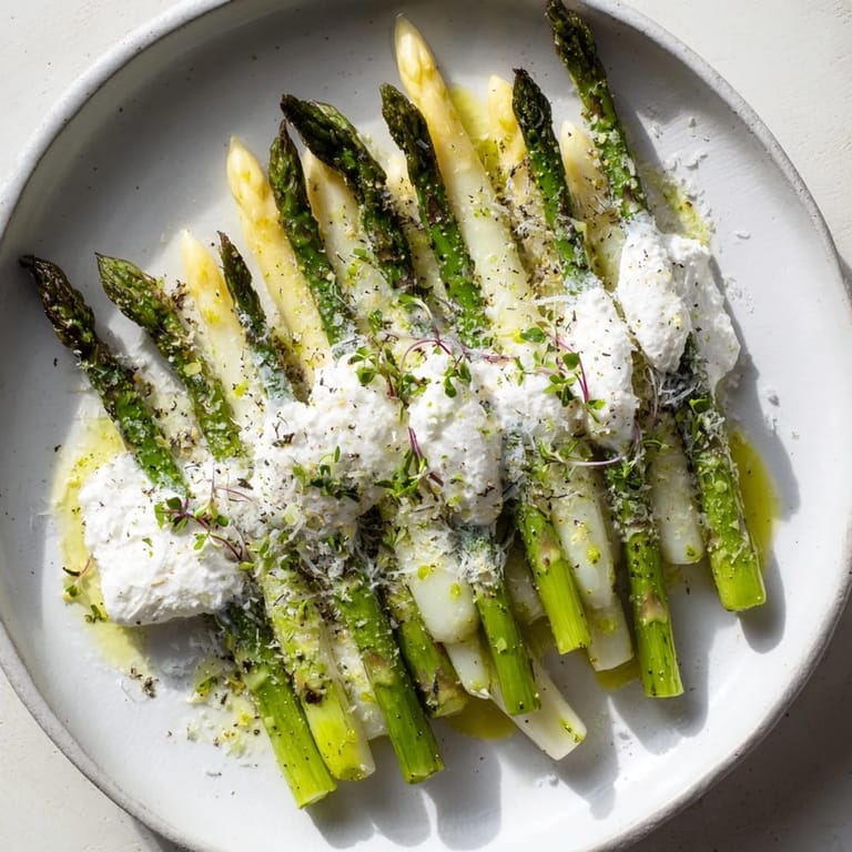 Close-up of The Silver Birch featuring delicate white asparagus artfully arranged with cheese and truffle.