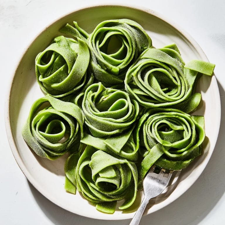A bowl of freshly chopped baby spinach, blanched and squeezed dry, beside a bowl of Italian 00 flour for pasta dough.