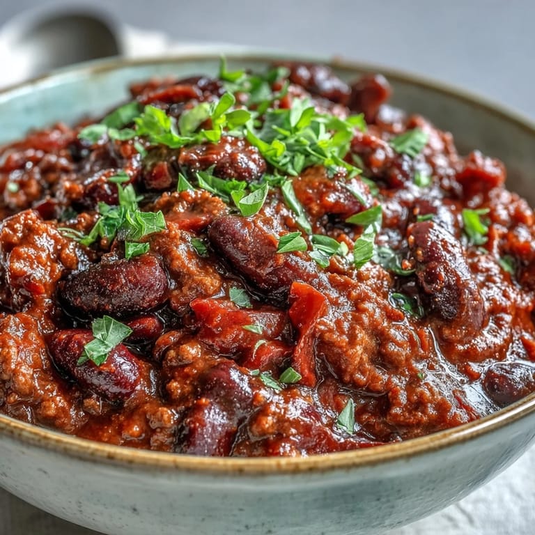 A hearty bowl of Slow Cooker Chili topped with shredded cheese and sour cream, ready to serve with cornbread.