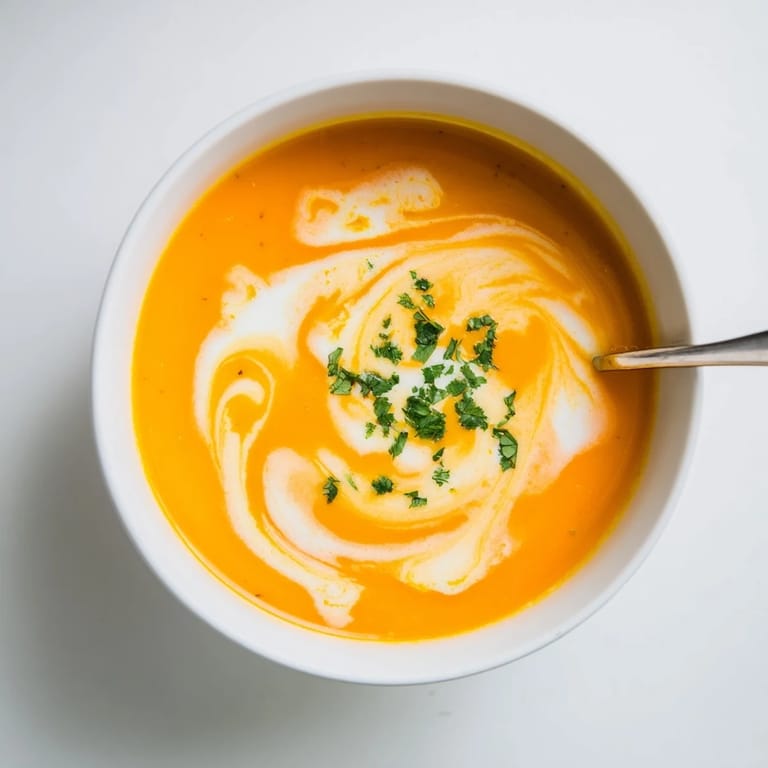 Golden-hued Carrot Ginger Soup with a sprinkle of black pepper, steaming gently in a cozy kitchen setting.