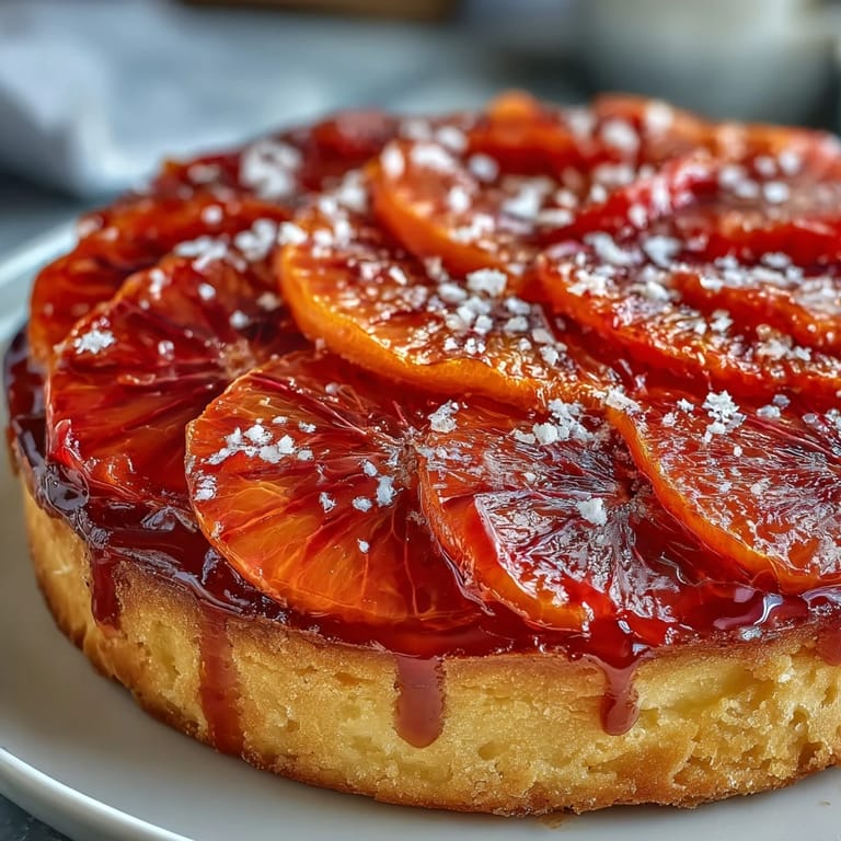 Six individual Blood Orange Tarts arranged on a white platter, garnished with fresh mint for a bright French dessert presentation.