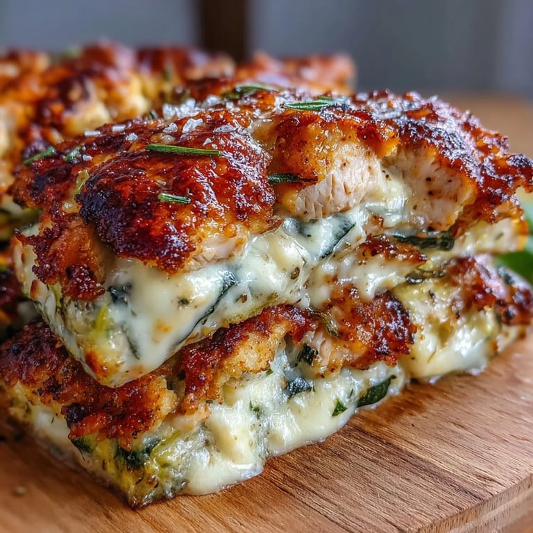 Freshly baked High Protein Chicken Zucchini Bake in a ceramic dish, garnished with chopped parsley, served warm as a low-carb family dinner with steam rising from the melted cheese topping.