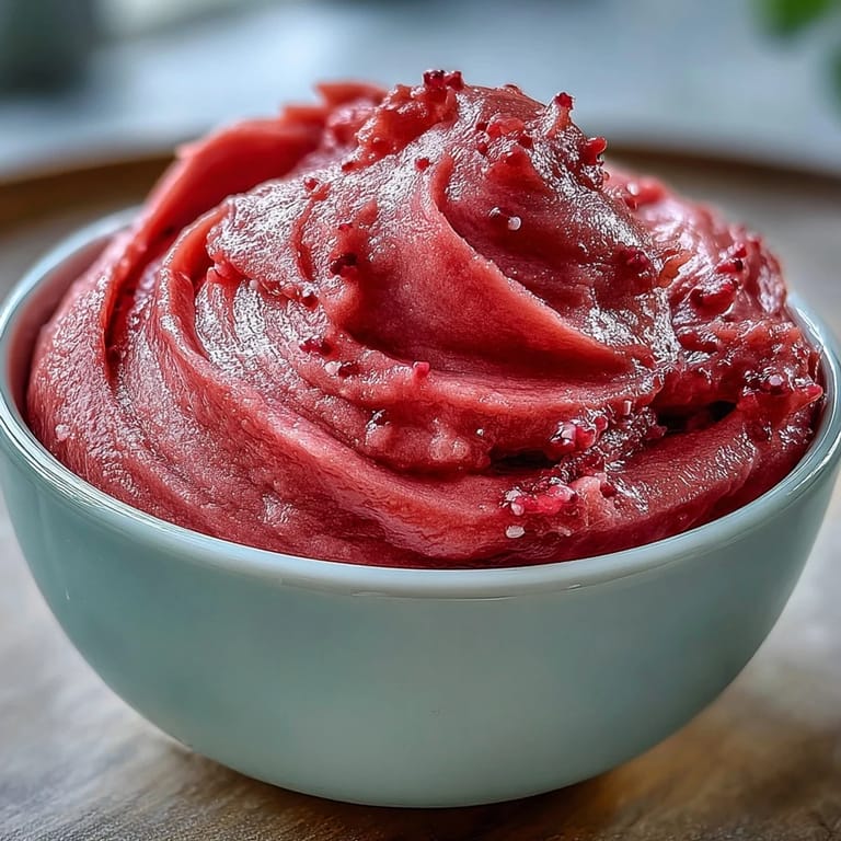 A glossy, thick guava paste shows a smooth texture after slow cooking and careful straining.