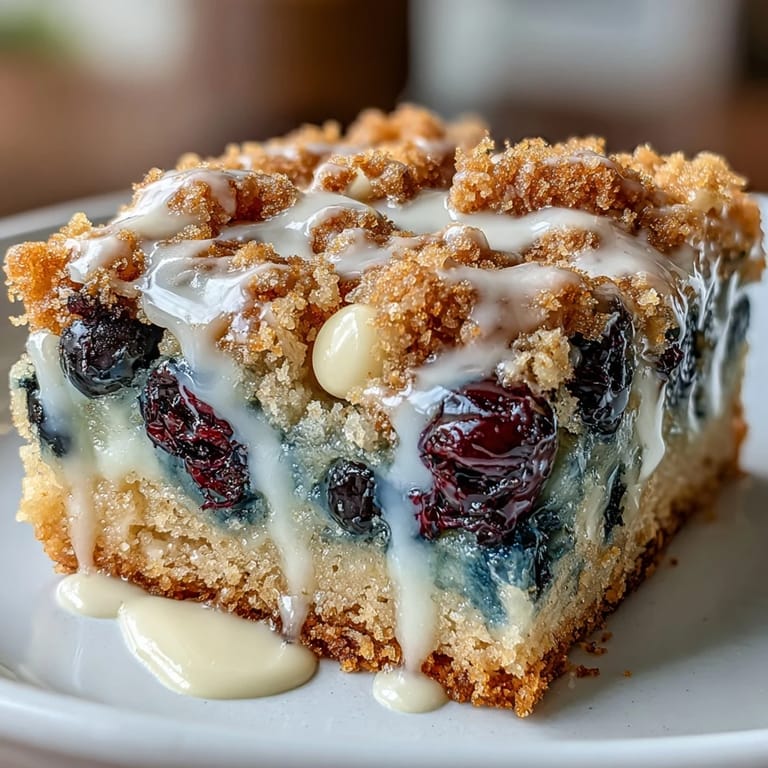 Freshly baked white chocolate lemon blueberry blondies, bursting with berries and citrus zest.