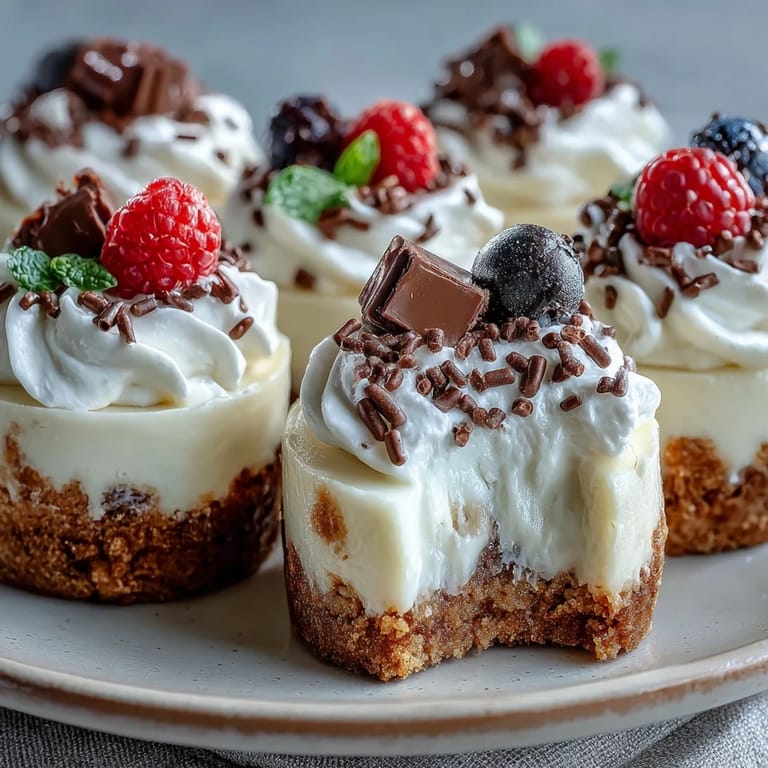 Miniature cheesecake delights: Easy Graduation Cheesecake Bites topped with cream and graduation decorations.