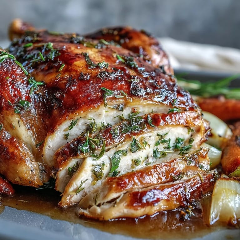 Succulent Herb Butter Roast Chicken featuring tender meat, aromatic herb butter under the skin, and bright preserved lemon, perfect for family dinners.