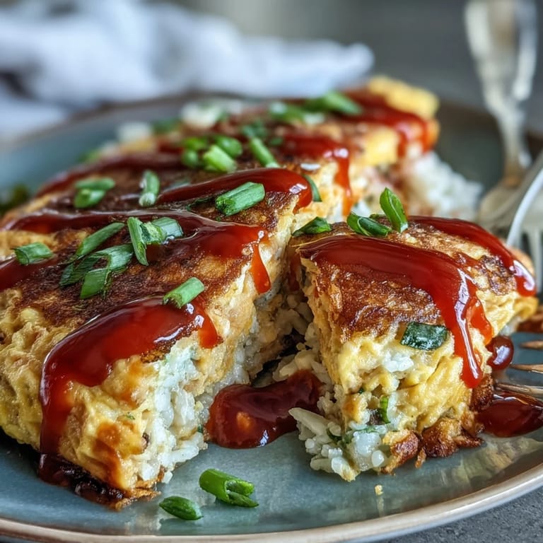 Vibrant ketchup-seasoned rice peeking from a glossy, tender omelet, a classic comfort food.