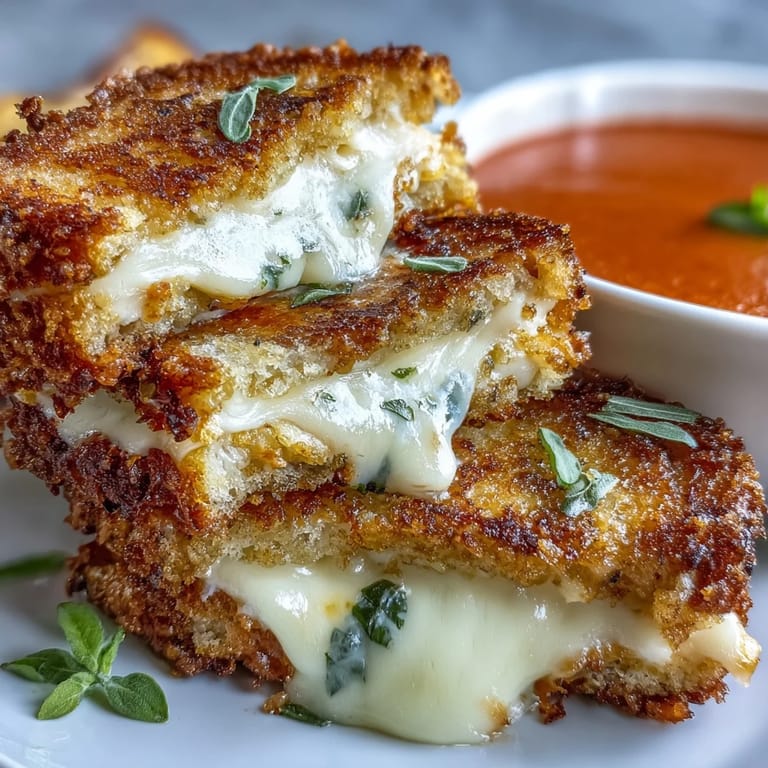 Cheesy, crispy grilled cheese dippers perfectly paired with a steaming bowl of tomato soup.