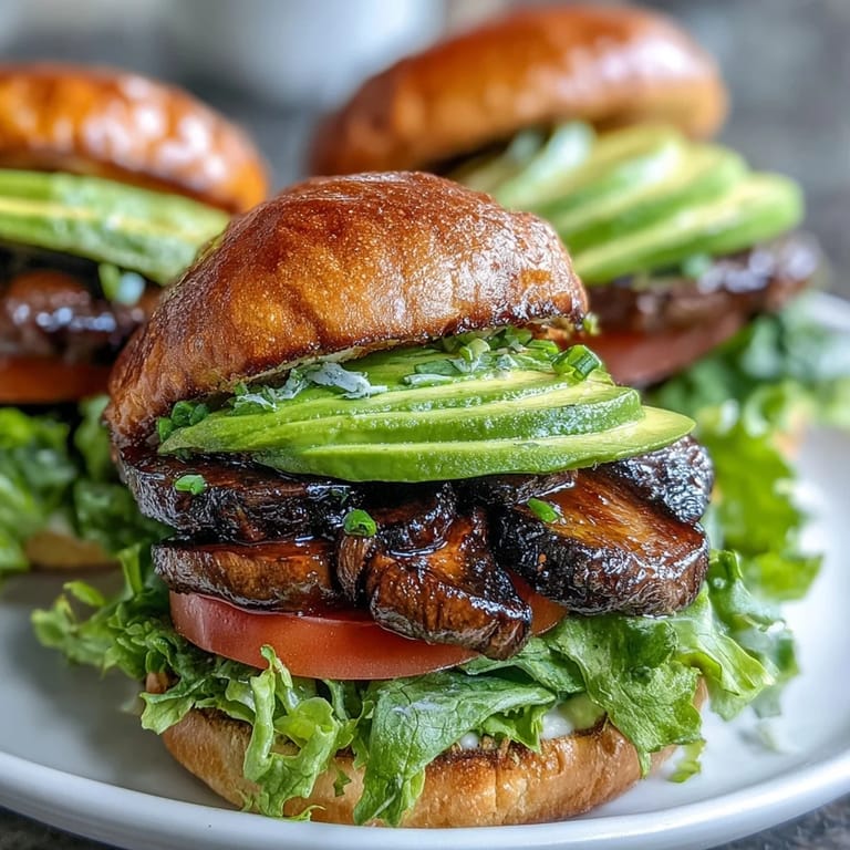 Delicious grilled portobello mushroom burgers, a satisfying handheld meal for any occasion.