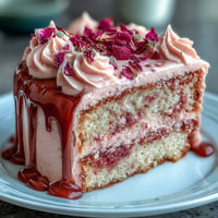 Bridal Shower Rosé Velvet Cake: delicate pink cake with shimmering gold drip.